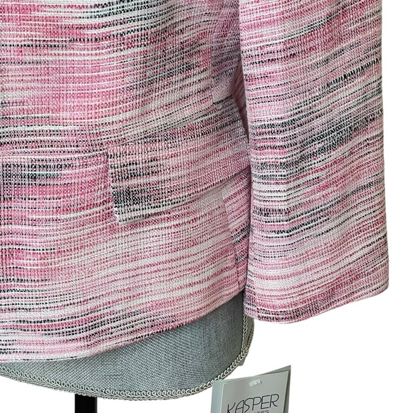 Kasper open Blazer Womens Petite Size 4 Long Sleeves Pink Multi Tweed - Picture 6 of 11